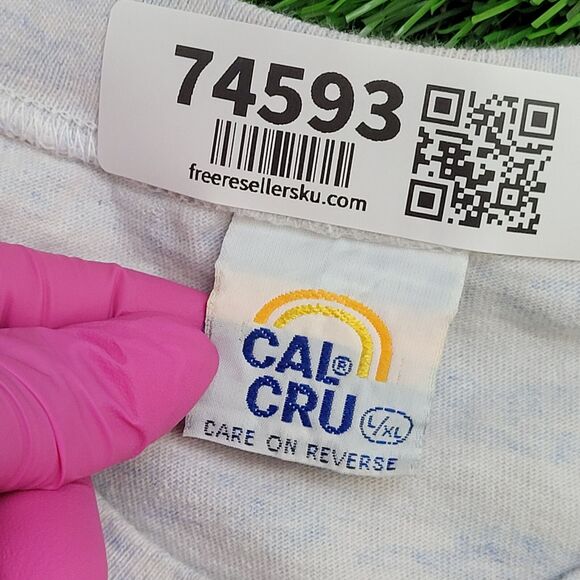 Vintage 90s Myrtle Beach Stripes Shirt Women L/XL 21x27 Blue - Picture 7 of 14